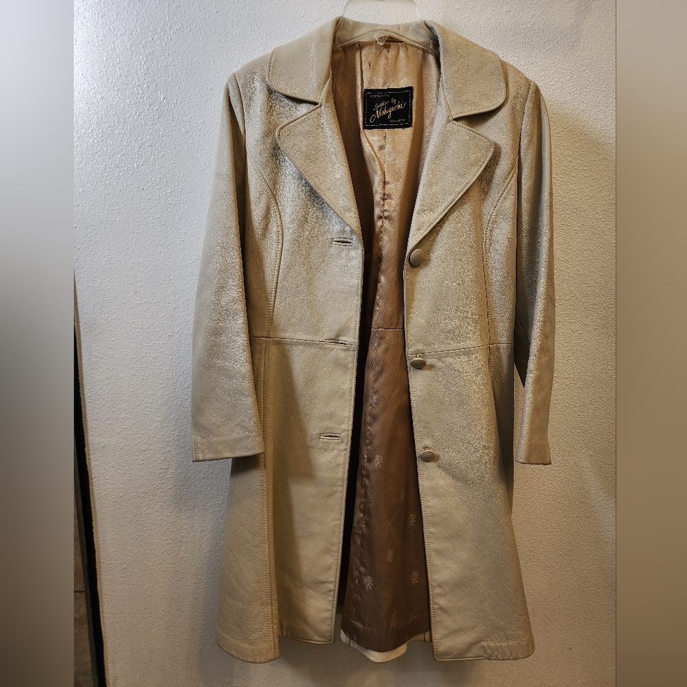 Custom leather Nishiguchi  trench coat / long jacket - Vintage